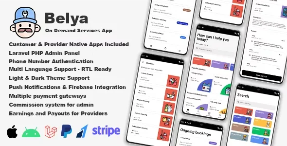 Belya - On Demand Service App | Customer & Provider Apps with Admin Panel