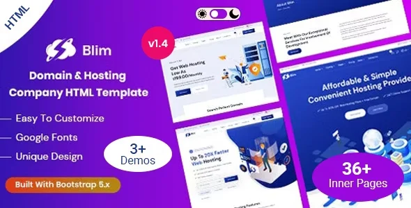 Blim v1.2 – Domain & Hosting Company HTML Template Free