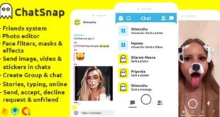 ChatSnap - Snapchat clone social network friend face filters chat editor + android studio + firebase