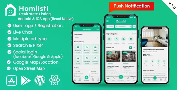 HomListi – Real Estate Listing Android & iOS App