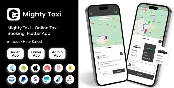 MightyTaxi - Flutter Online Taxi Booking Full Solution | User App | Admin Laravel Panel | Driver app