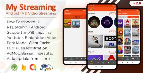 My Streaming Android App with Admin Panel (Android 13 Support)