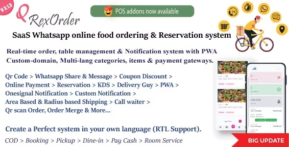 QrexOrder - SaaS Restaurants / QR Menu / WhatsApp Online ordering / Reservation system