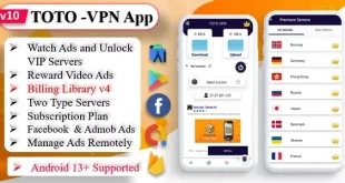 TOTO v6.0 – VPN, VPN App, Facebook Ads, Admob Ads, Ads Manage Remotely, VPN, VPN Subscription Plan App Source