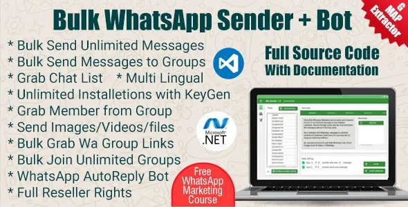 WaSender Bulk WhatsApp Sender + Group Sender + WhatsApp Auto Reply Bot