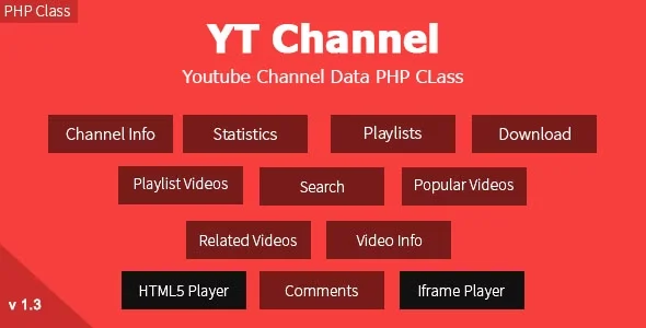 YT Channel - YouTube Channel And Video Details API V3 PHP Class