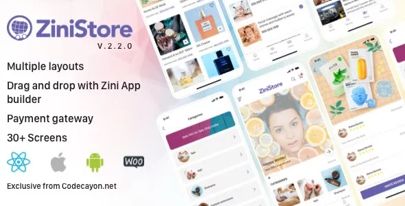 ZiniStore v2.2.0 – Full React Native Service App for WooCommerce Source Code