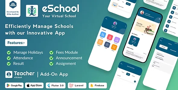 eSchool - Virtual School Management System Flutter App with Laravel Admin Panel