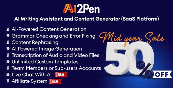 Ai2Pen – AI Writing Assistant and Content Generator (SaaS Platform)