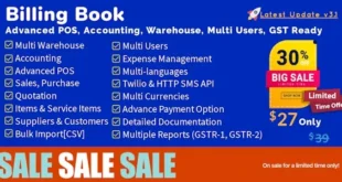 Billing Book -Advanced POS, Inventory, Accounting, Warehouse, Multi Users, GST Ready