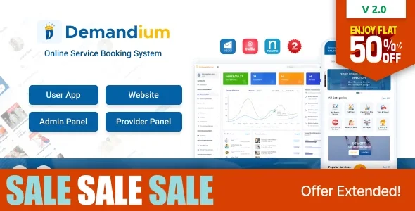 Demandium - Multi Provider On Demand, Handyman, Home service App with admin panel