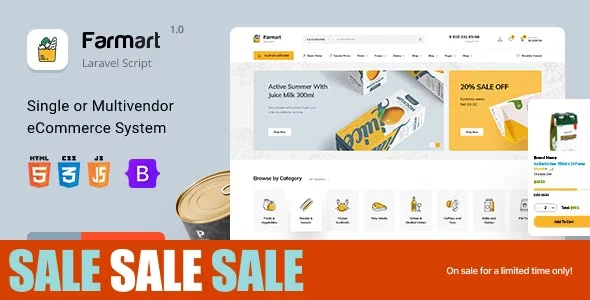Farmart - Single or Multivendor Laravel eCommerce System