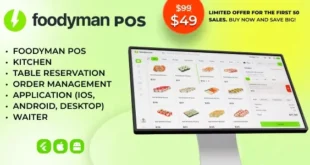 Foodyman - Single Restaurant POS + Kitchen + Table Reservation + Waiter (iOS, Android, Desktop)