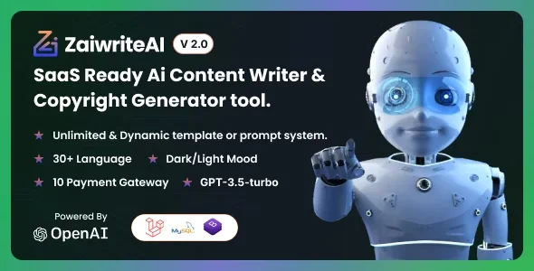 ZaiwriteAI - Ai Content Writer & Copyright Generator tool With SAAS.