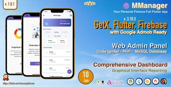 MManager Personal Finance Full Flutter App, with Chart Report | GetX | Web Admin Panel