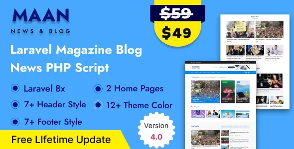 Maan News- Laravel Magazine Blog & News PHP Script