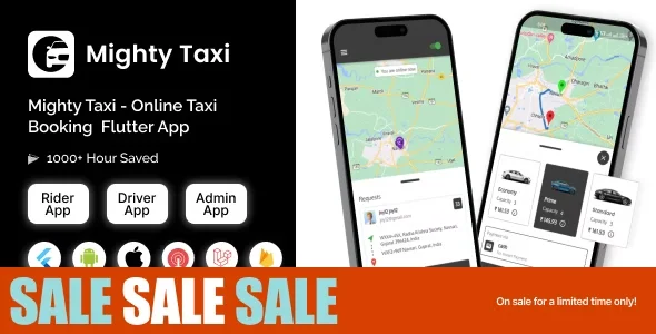 MightyTaxi - Flutter Online Taxi Booking Full Solution | User App | Admin Laravel Panel | Driver app