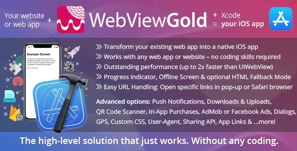 WebViewGold for iOS – WebView URL/HTML to iOS app + Push, URL Handling, APIs & much more