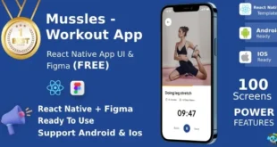 Workout Apps | UI Kit | React Native | Figma (FREE) | Mussles