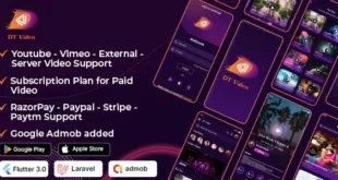 DTVideo- Flutter Multipurpose All In One Videos App ( Android + ios) Admin panel