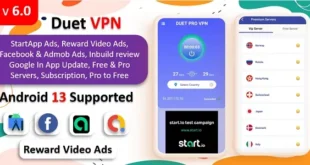 Duet Pro VPN App | Secure VPN App & Fast VPN | Subscription | StartApp Ads | Facebook & Admob Ads