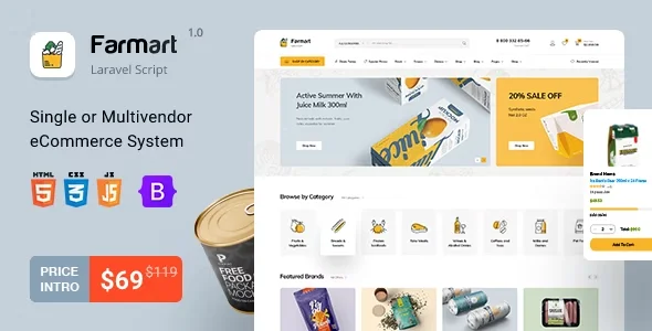 Farmart - Single or Multivendor Laravel eCommerce System