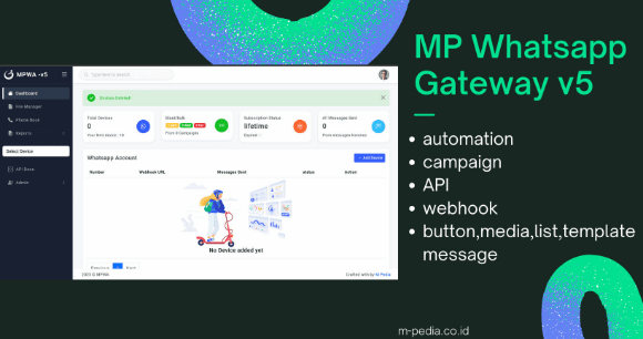 WhatsApp Gateway v5.5.0 Nulled – Multi Device PHP Script by M-Pedia