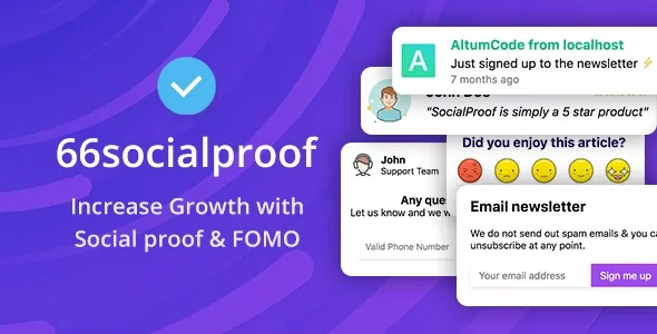 66socialproof v29.0.0 Nulled – Bằng chứng xã hội và tiện ích FOMO (SAAS)