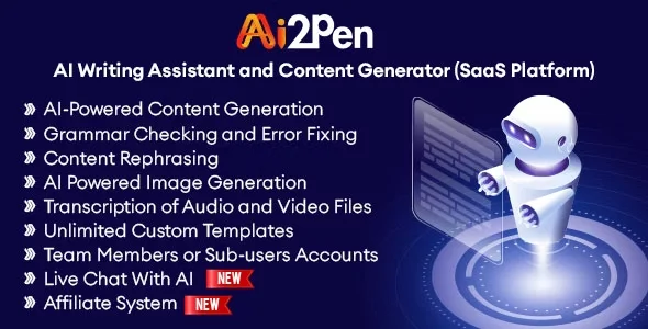 Ai2Pen v4.4 Nulled – Trợ lý viết AI và trình tạo nội dung