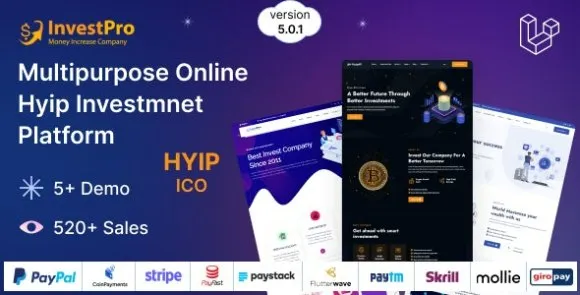 Hyip InvestPro v5.0.1 – Tập lệnh nền tảng ngân hàng