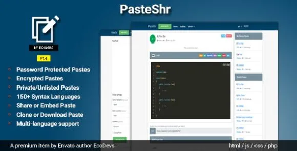 PasteShr v3.2.5 Nulled – Tập lệnh lưu trữ và chia sẻ văn bản