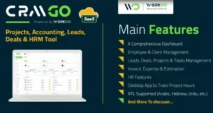 CRMGo SaaS v6.9 Nulled – Dự án, Kế toán, Khách hàng tiềm năng, Giao dịch & Công cụ HRM