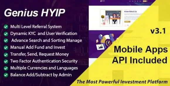 Genius HYIP v3.1 Nulled – Tập lệnh nền tảng đầu tư tất cả trong một