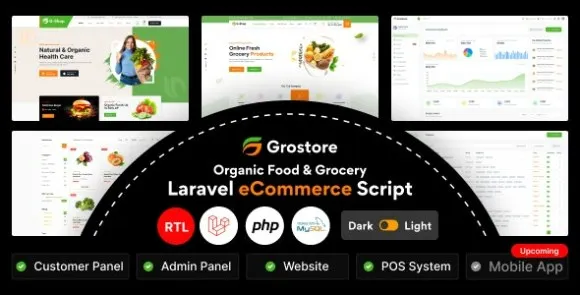 GroStore v4.0 – Thực phẩm & Tạp hóa với bảng điều khiển dành cho quản trị viên