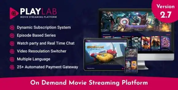 PlayLab v2.7 Nulled – Nền tảng phát trực tuyến phim theo yêu cầu