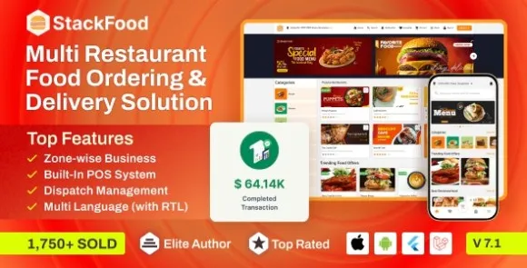 StackFood Multi Restaurant v7.3 Nulled – Ứng dụng giao đồ ăn