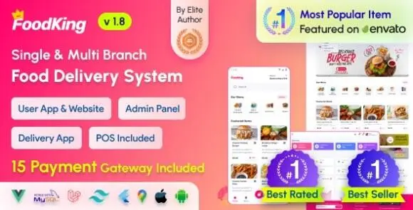 FoodKing v1.9 Nulled – Hệ thống giao đồ ăn tại nhà hàng