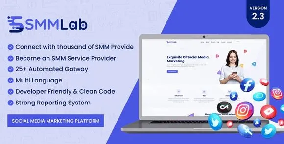 SMMLab v2.3 Nulled – Nền tảng SMM tiếp thị truyền thông xã hội