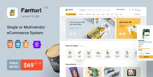 Farmart v1.21.5 Nulled – Hệ thống thương mại điện tử Laravel đơn hoặc đa nhà cung cấp