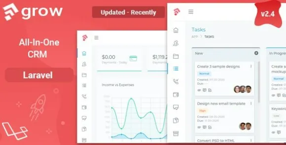 Grow CRM v2.5 Nulled - Tập lệnh PHP quản lý dự án Laravel