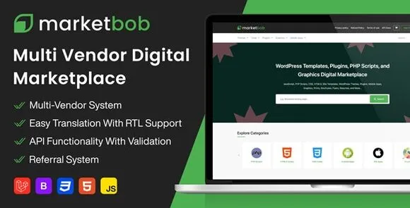 Marketbob v1.5 Nulled – Tập lệnh PHP dành cho thị trường kỹ thuật số đa nhà cung cấp