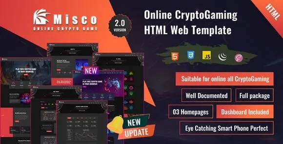 Miscoo v2.0 – Mẫu HTML trò chơi tiền điện tử trực tuyến