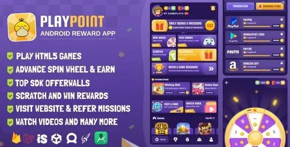 PlayPoint v1.3 – Ứng dụng Android có mã nguồn bảng điều khiển quản trị