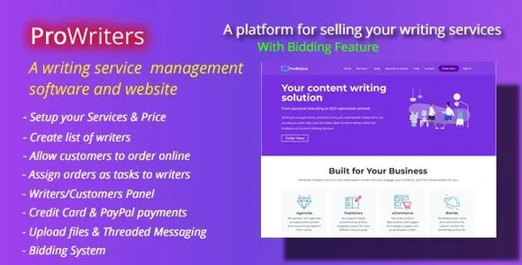 ProWriters v2.0 – Bán dịch vụ viết trực tuyến