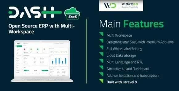 WorkDo Dash SaaS v4.5 Nulled – ERP nguồn mở với tập lệnh đa không gian làm việc